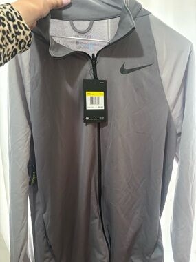 Nike Light Gray and Charcoal Full-Zip Athletic Jacket